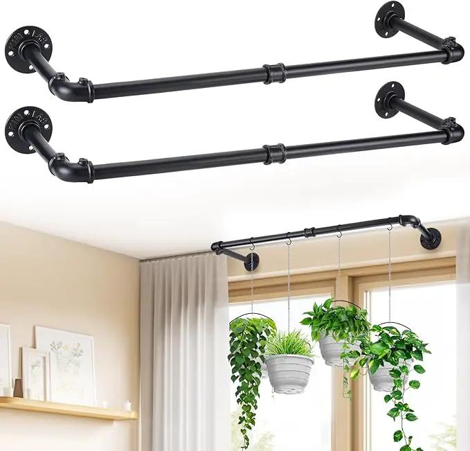 Plant Hanger Indoor, 34.2in Strong Load-Bearing Hanging Plant Holder, Window Plant Rod Black Metal Bar for Wall Ceiling Decor Shelves, 2 Pcs(Pot Chain & Plant Not Included) by GreenHaven Gardens