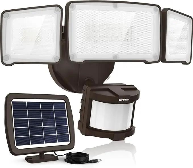 LEPOWER 1600LM LED Solar Security Lights Motion Outdoor, 5500K White Light, IP65 Waterproof Outdoor Flood Solar Light for Yard, Garage（Brown） by GreenHaven Gardens