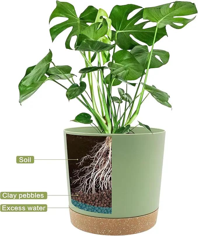 QCQHDU 12 inch Plant Pot, 2 Pack Planters for Indoor Plants with Drainage Holes & Saucer, Outdoor Flower Pots Home Garden Modern Decor by GreenHaven Gardens