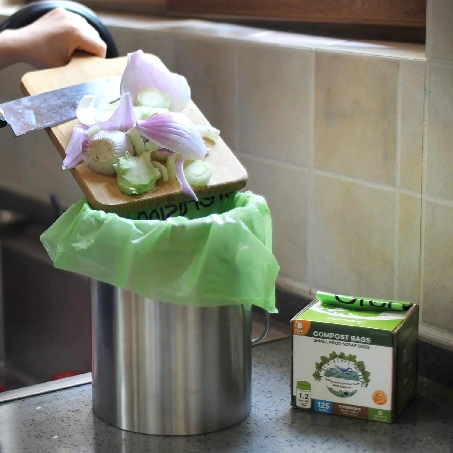 Compostable Trash Bags for Kitchen Compost Bin 1.2 Gallon,150 Count,Compost Bags Small for Food Scrap Waste Bags for Countertop Bin Certified by BPI,ASTM D6400 and OK Compost by GreenHaven Gardens