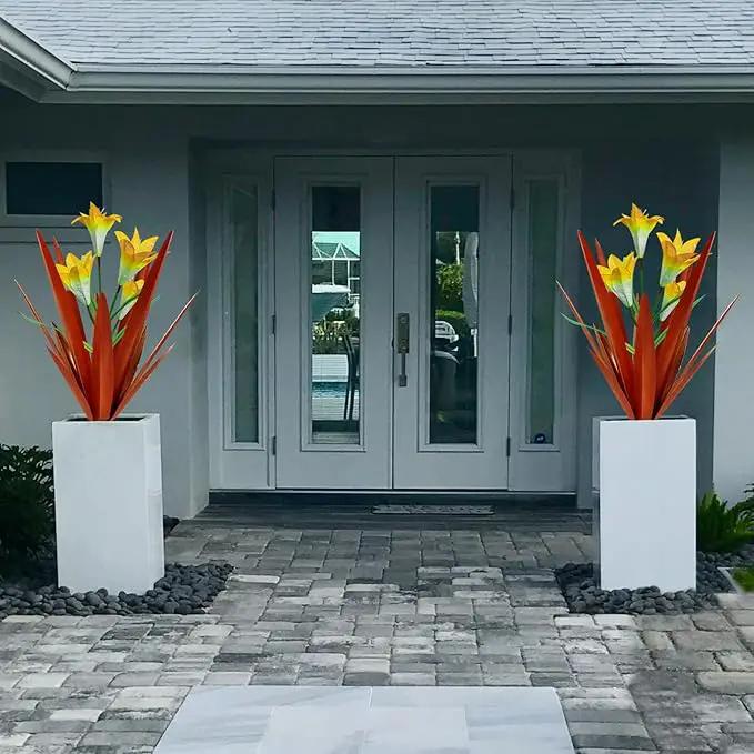 Homight Metal Agave Plant Outdoor Decoration Outdoor Garden Decoration Lily Mexican Yard Art Plant Garden Agave Lily Decorative Garden Gift… (2 Big Yellow Lilies) by GreenHaven Gardens