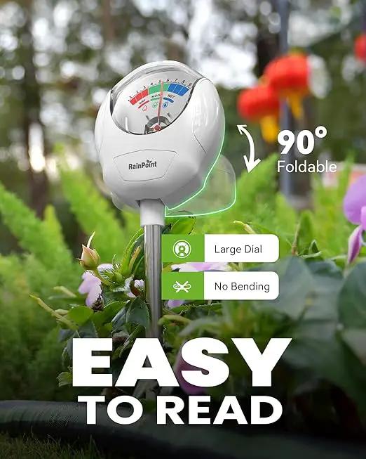RAINPOINT Soil Moisture Meter for Plants - Accurate Plant Water Meter for Houseplants and Outdoor Plants,Gardening,Farming,No Batteries Needed(White by GreenHaven Gardens