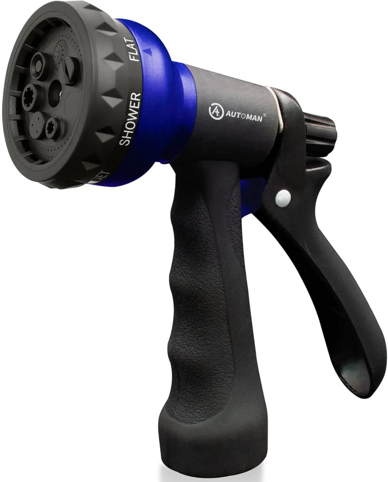 AUTOMAN Garden Hose Nozzle, Water Sprayer Nozzle with 7 Adjustable Watering Patterns,Slip Resistant Nozzle for Plants,Lawn,Washing Cars,Window Cleaning,Showering Pets & Outdoor Fun. by GreenHaven Gardens