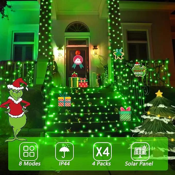 YEGUO 4 Pack Solar Fairy Lights Outdoor Waterproof, Green String Light Each 33ft 100 LED 8 Modes by GreenHaven Gardens
