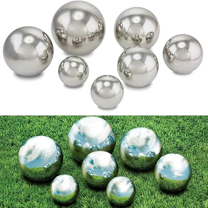 35cm/14inch Diameter Gazing Globe Mirror Ball,Thickness 0.5mm Silver Stainless Steel Polished Reflective Smooth Garden Sphere,Colorful and Shiny Addition to Any Garden or Home by GreenHaven Gardens