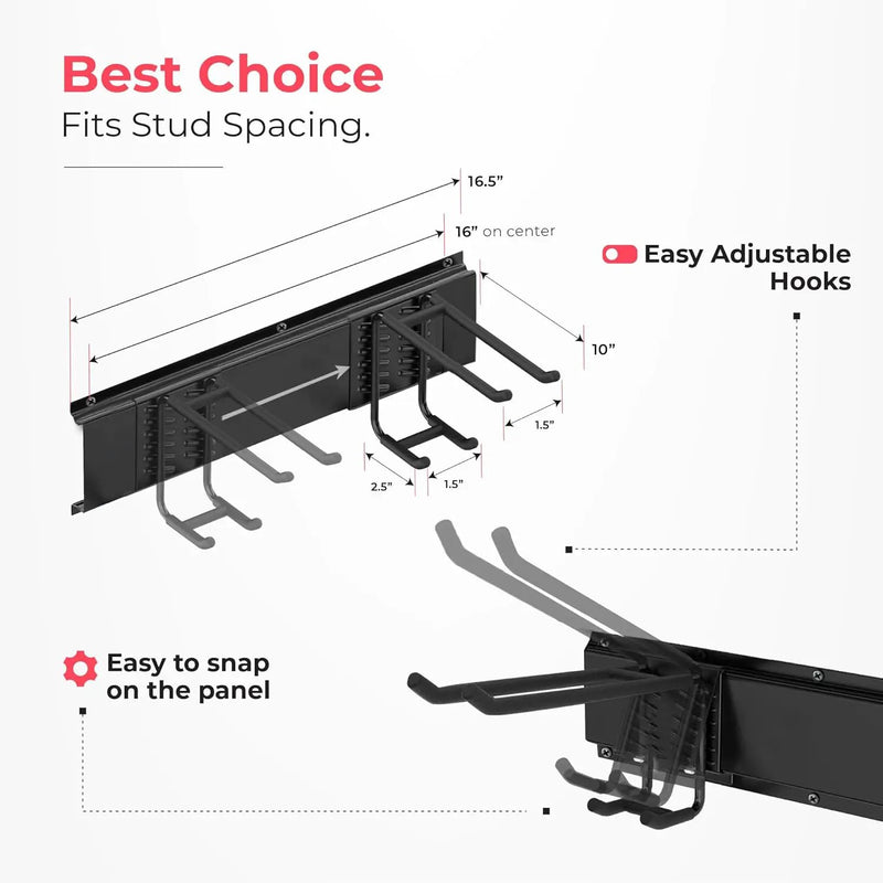 Garage Wall Organizer | 96" Heavy-Duty Tool Storage Rack | Adjustable Double-Layer Hooks | 600 lbs Capacity | Carbon Steel Wall Mount Holder for Shovels, Rakes, Ladders & Power Tools by GreenHaven Gardens