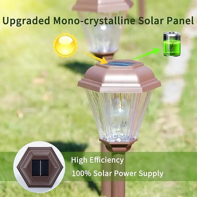 Solar Pathway Lights Outdoor 4 Pack, Upgraded 1000mAh Battery Up to 12Hrs, Solar Lights Outdoor Waterproof IP65, Warm White Landscape Light for Garden by GreenHaven Gardens