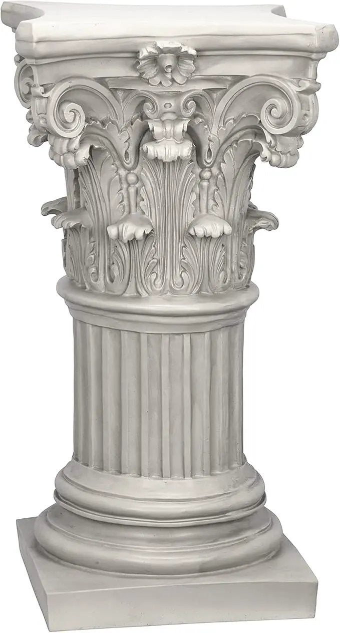 Design Toscano Corinthian Pedestal Column Plant Stand, Medium 29 Inch Tall, Cast Stone Resin, Antique Stone Finish by GreenHaven Gardens