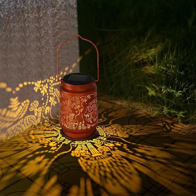 Solar Lanterns Outdoor Waterproof - Metal Hanging Solar Lights for Patio Yard Garden Decor, Christmas Birthday Gifts for Women Mom Men (1 Pack, Mushroom Shape)