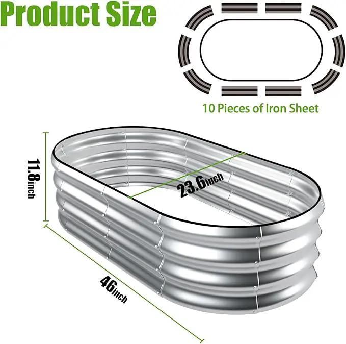 SnugNiture Galvanized Raised Garden Bed, 4x2x1ft Oval Metal Planter Box for Planting Outdoor Plants Vegetables by GreenHaven Gardens
