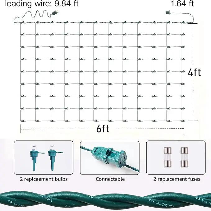 6Ftx4Ft LED Christmas Net Lights Green Wire,Connectable UL Certified Waterptoof Net Lights for Bushes Trees Shurb Garden Outdoor Christmas Decorations by GreenHaven Gardens