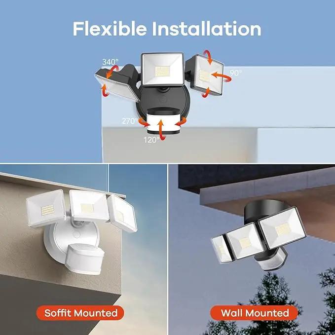 OREiN 10000LM Flood Lights Outdoor, 180°/75FT Motion Sensor Outdoor Lights 4 Modes Dimmable Dusk to Dawn Floodlights IP65 Waterproof for 8000SQ.FT Area for Big Patio, Driveway, Black (Hardwired) by GreenHaven Gardens