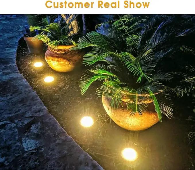 NFESOLAR Solar Lights Outdoor with 16 LEDs, Bright Solar Ground Lights Outdoor Waterproof Solar Disk Lights for Pathway Garden Yard Lawn Walkway Driveway (Warm White 8pack) by GreenHaven Gardens