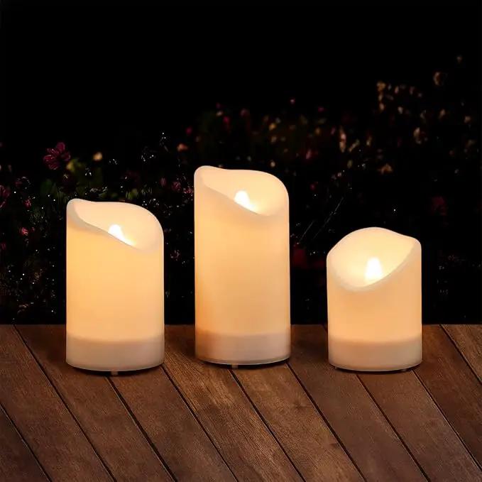 2 in 1 Rechargeable Candles, USB Solar Candles Outdoor Waterproof, Long Lasting Battery Operated Led Electric Flickering Flameless, for Outdoor Lanterns, Wedding, Christmas, Table Decorations by GreenHaven Gardens