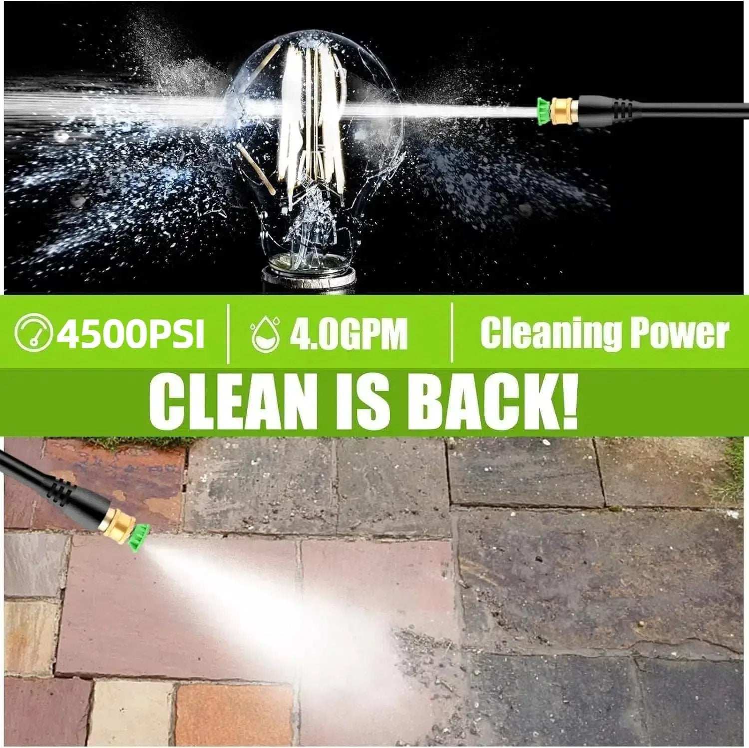 4800 PSI Pressure Cleaner- 4.0 GPM High Power Cleaner with 33FT Hose Reel, 4 Spray Tips and Soap Bottle for Car Washing, Fence Cleaning, Patio Maintenance（Upgraded） (Blue) by GreenHaven Gardens