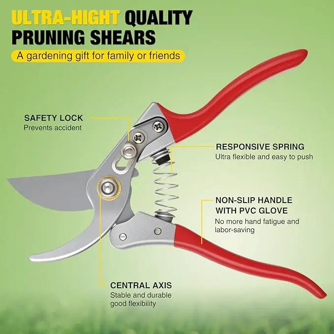 Yesker Pruning Shears Garden Shears 8.6" Professional Bypass Garden Scissors Yard Clippers with Sharp SK5 Steel Blade Heavy Duty Hand Pruners for Branch Flower Plant Trimming Cutting Gardening Tools by GreenHaven Gardens