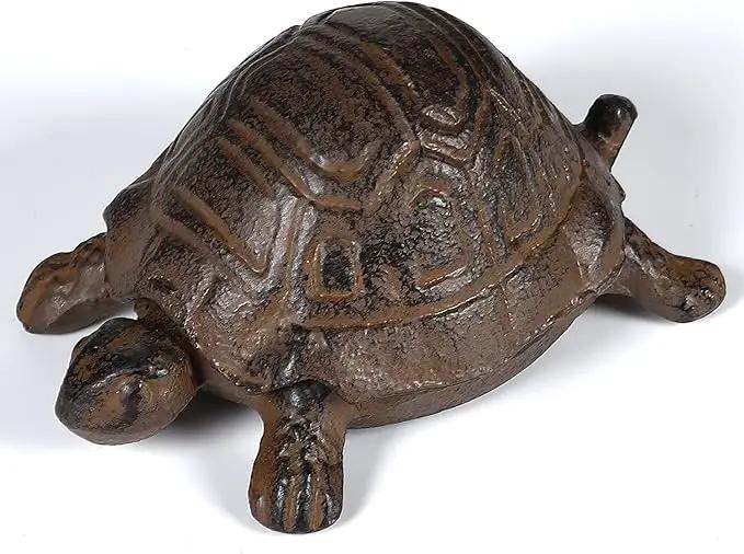 Key Hider Outdoor Turtle Cast Iron Hidden Spare Key Holder Outside Garden Indoor Decoration by GreenHaven Gardens