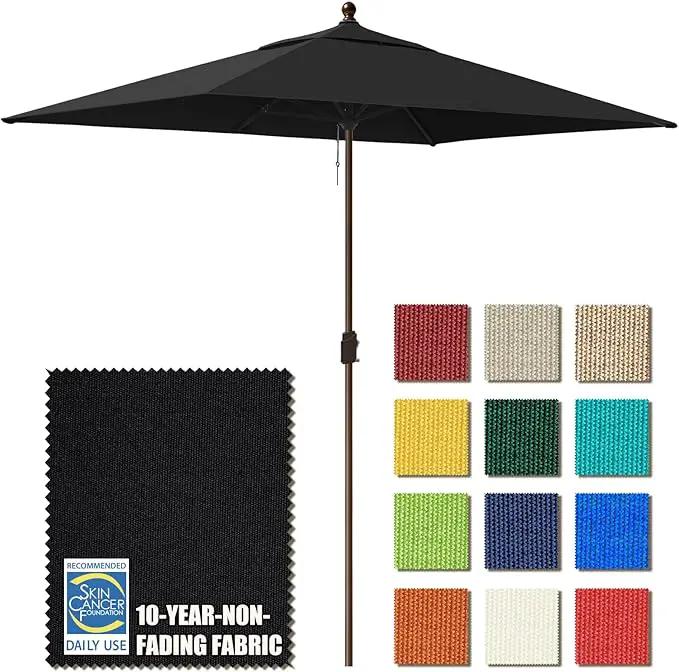 EliteShade USA 10-Year-Non-Fading 6.5x10FT Rectangular Market Umbrella Patio Umbrella Outdoor Table Umbrella with Ventilation, Black by GreenHaven Gardens