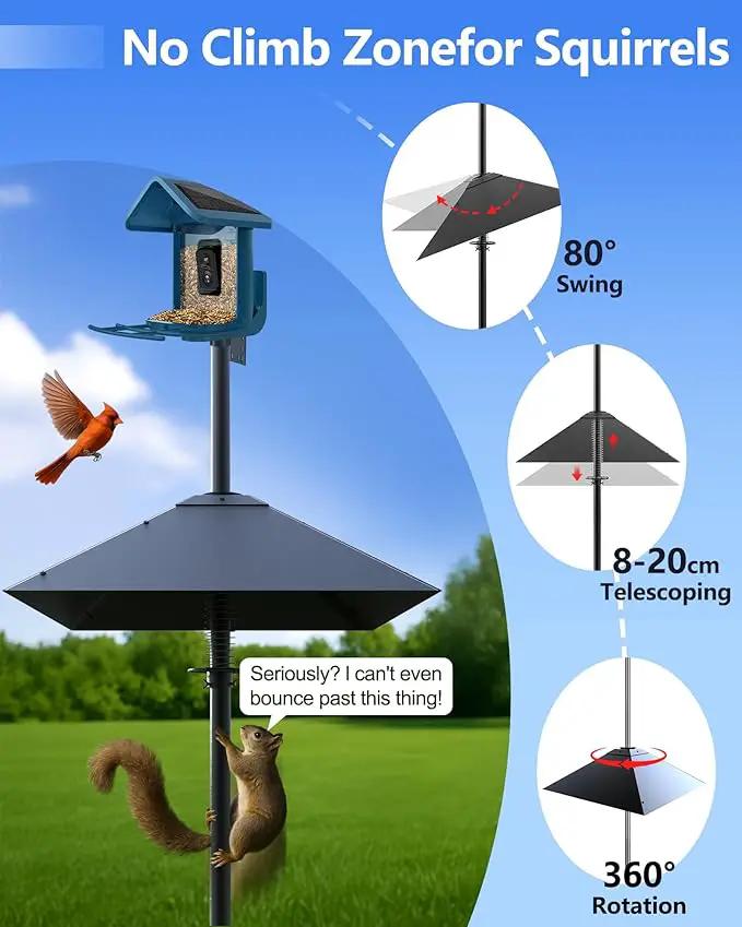 Metal Squirrel Baffle - Squirrel Baffle for Bird Feeder Pole, Upgrade Spring Motion Design for Better Defense, 19 Inch Heavy Duty Guard for Outside Bird Feeder Pole Mount by GreenHaven Gardens