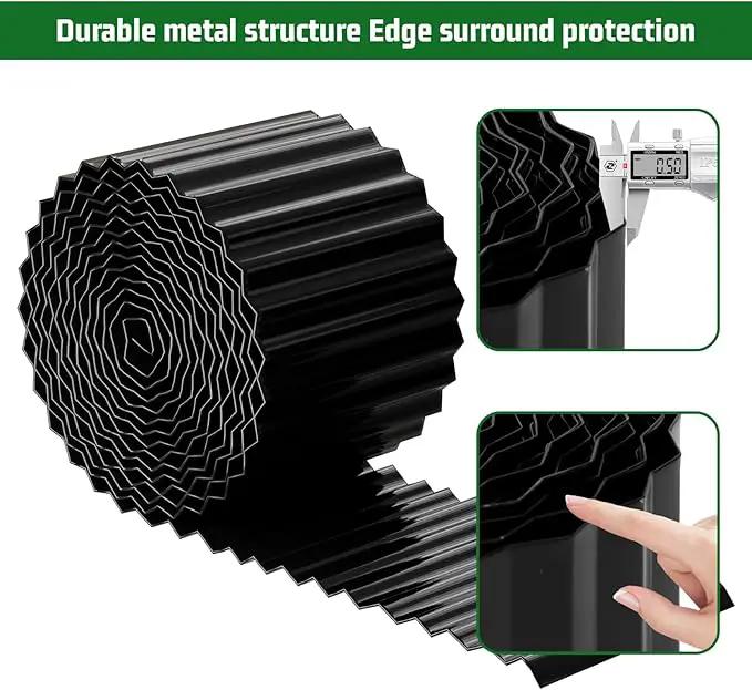 SnugNiture Corrugated Metal Garden Edging,10" x 20' Sturdy Lawn Edging Border,Landscape Edging Border for Lawn, Flower Bed,Garden and Yard(Black) by GreenHaven Gardens