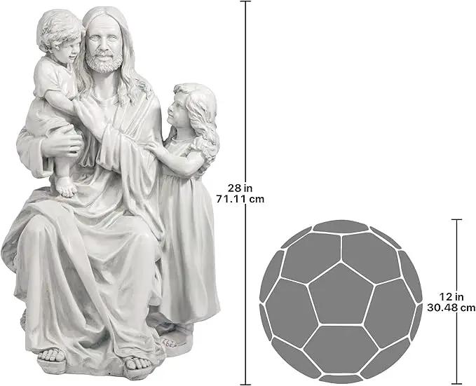 Design Toscano He Loves the Little Children Indoor/Outdoor Holy Religious Garden Statue, 28 Inches High, Cast Stone Resin, Antique Stone Finish by GreenHaven Gardens