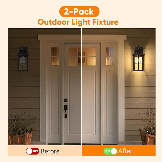 WIHTU Outdoor Wall Lantern, Porch Lights with Glass Shade, Waterproof Wall Sconce Light, ORB Fixtures Exterior Lighting, Aluminum Lanterns, Anti-Rust Front Door Garden by GreenHaven Gardens