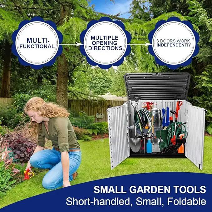 KINYING Outdoor Storage Shed - Horizontal Storage Box Waterproof for Garden, Patios, Backyards, Multi-Opening Door for Easy Storage of Bike, Garbage Cans, Tools, Lawn Mower, Off-White, 26 Cubic Feet by GreenHaven Gardens