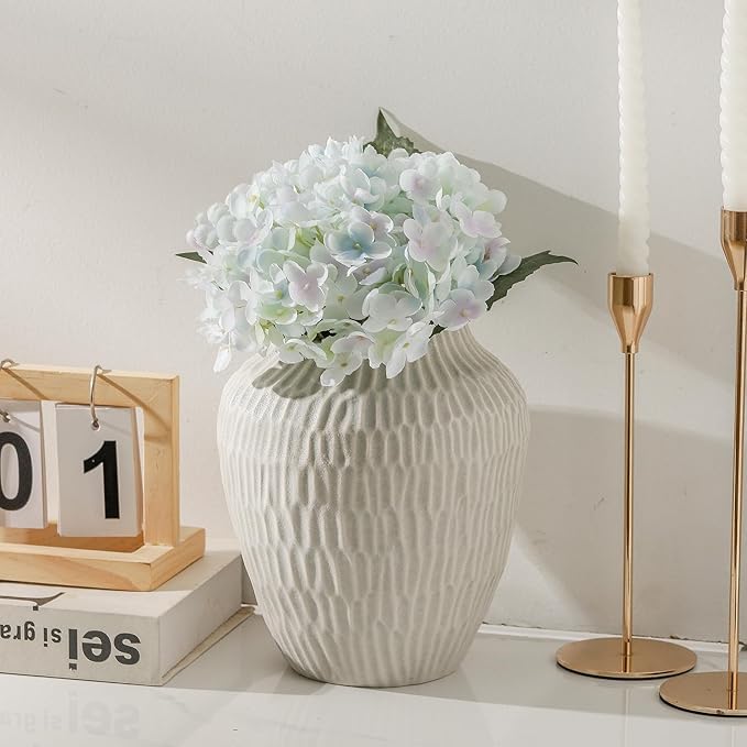 Ceramic Vase for Home Decor,7.8 Inch Flower Vase，Decorative Grey Vases for Pampas Grass，Modern Art Texture for Home Entryway Living Room Dining Table Farmhouse Office Decor-Grey. by GreenHaven Gardens