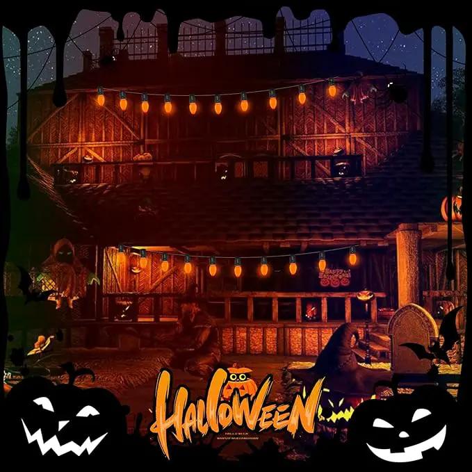 C7 LED Outdoor Halloween Lights 25Ft Orange Christmas String Lights with 27 Shatterproof Orange LED Bulbs, Hanging Outdoor Patio Lights for Christmas Halloween Party Patio Wedding Holiday Decoration by GreenHaven Gardens
