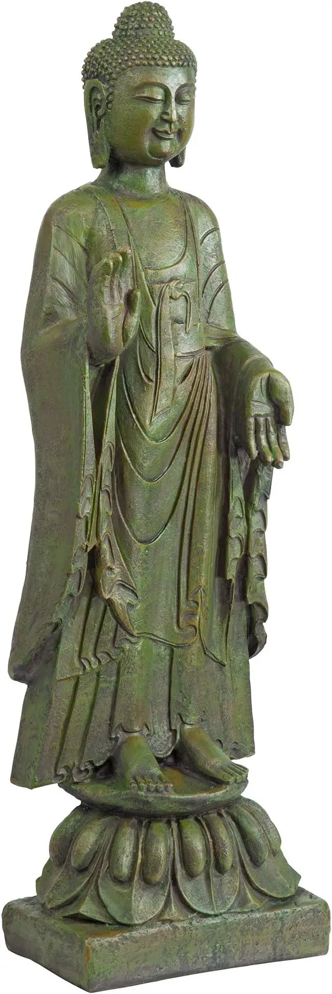 Design Toscano Enlightened One Asian Decor Indoor/Outdoor Garden Statue, 12 inches Wide, 40 inches Tall, Cast Stone Resin, Green Bronze Finish by GreenHaven Gardens