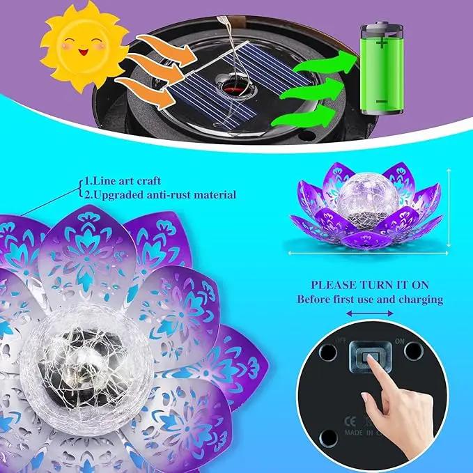 Huaxu Solar Garden Lights Outdoor Decorative - Bright Lotus Flower Table Lamp, Waterproof Solar Lights for Patio Pathway Yard Balcony Outside Decor by GreenHaven Gardens