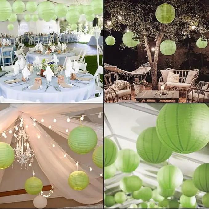 WYZworks - Round Paper Lanterns 10 Pack (Green Grape, 8") - Hanging Paper Lanterns Lamp for Wedding, Birthday, Party and Home Decorations with 8", 10", 12", 16" Option by GreenHaven Gardens
