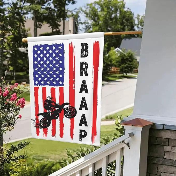Braaap Motocross Dirt Bike American Flag Garden Flag 28x40 Inch Outdoor Decoration Banner House Flags Yard Farmhouse Garden Deco Indoor Sign, Colour6 by GreenHaven Gardens