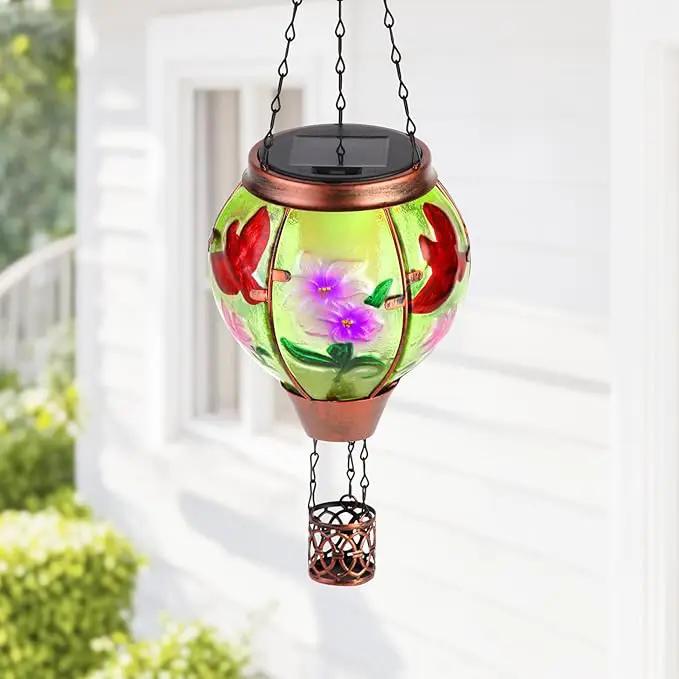 Cardinal Solar Hot Air Balloon Lantern,Outdoor Decor with Flame Lights Waterproof, Hanging for Garden Yard Lawn Patio, Unique Gifts for Women Mom Grandma Gardener for Mother'Day Christmas by GreenHaven Gardens