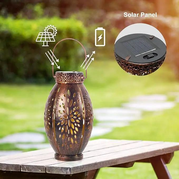 pearlstar 2 Pack Solar Lanterns Hanging Light Outdoor Waterproof Decorative Metal Solar Lamp for Table Garden Yard Patio Pathway,Copper,Birthday Gifts for Women Mom Men,Flower by GreenHaven Gardens