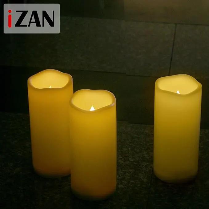 iZAN 1 PCS Outdoor Flameless LED Pillar Candle with Remote & Timer - Long Lasting Waterproof Flickering Battery Operated Electric Candle for Christmas Lantern Party Wedding Decoration 3"x7" by GreenHaven Gardens