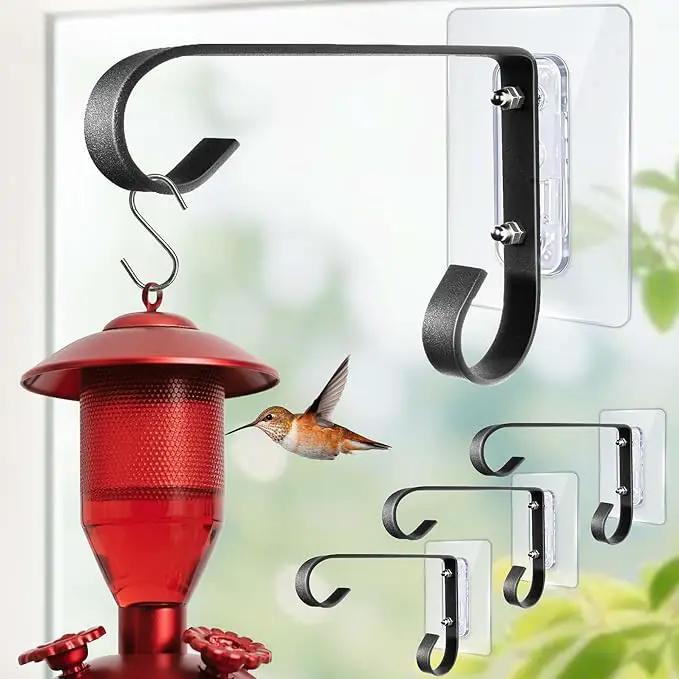 Bird Feeder Hanger Window Mount: Metal Hanging Bird Feeder 8Inch - Geometric Window Hummingbird Feeder - for Outside Decorative - 4pcs by GreenHaven Gardens