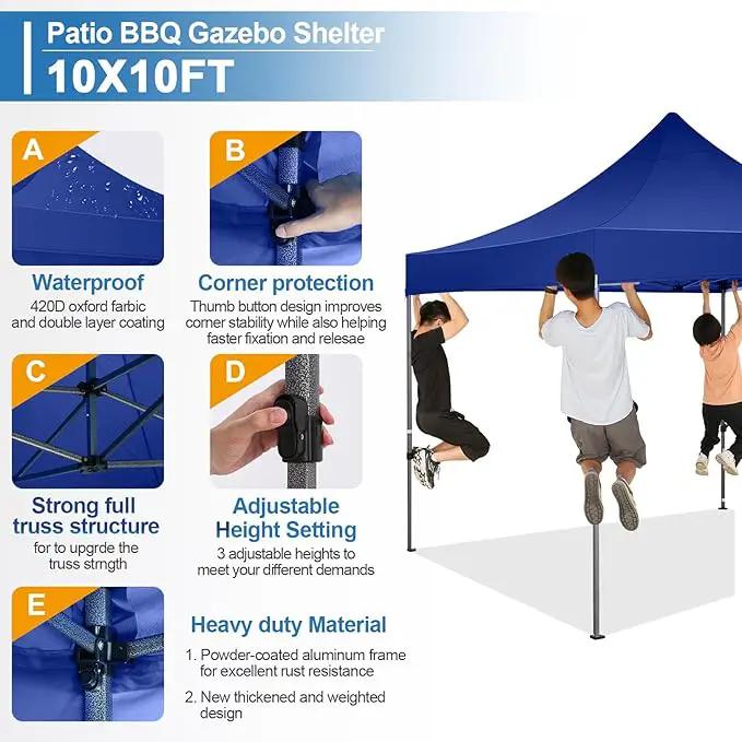 COBIZI 10x10 Pop Up Canopy Tent 10x10 Easy up Canopy, Heavy Duty Outdoor Canopy UPF 50+ All Weather Waterproof Instant Party Tents for Parties Gazebo with Handbag, Navy Blue(Windproof Upgraded) by GreenHaven Gardens