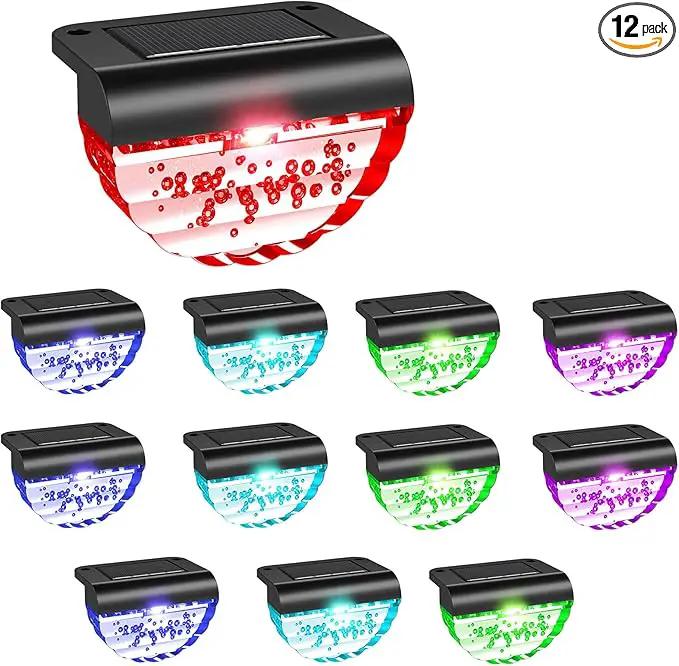 12 Pack Solar Deck Lights Outdoor, Solar Step Lights Waterproof for Outside, Yard, Patio, Garden, Pool, Railing, Stairs, Fence (Color Changing) by GreenHaven Gardens