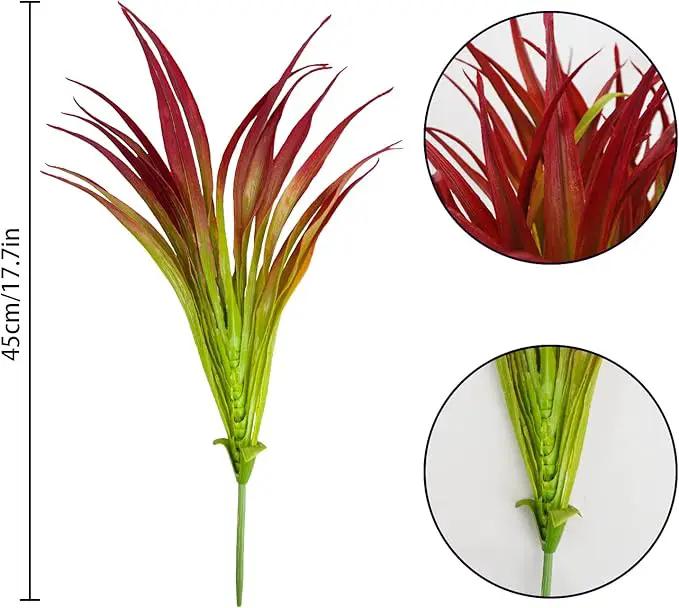 16Pcs Artificial Grass Fake Plants 17.3in Outdoor Plants UV Resistant Greenery Stems Fake Grass for Home Window Garden Office Patio Pathway Front Porch Décor Light Green & Red by GreenHaven Gardens