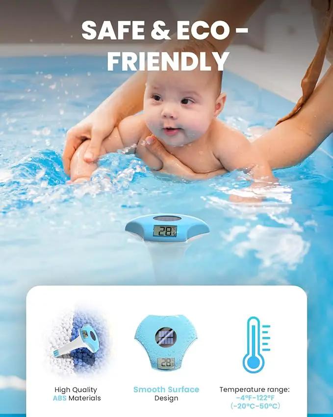 BALDR Pool Thermometer Floating Easy Read, IPX8 Waterproof, Solar Powered Digital Pool Thermometer with LCD Screen,Suitable for Swimming Pool/Hot Tub/Hot Spring/Aquarium (Blue) by GreenHaven Gardens