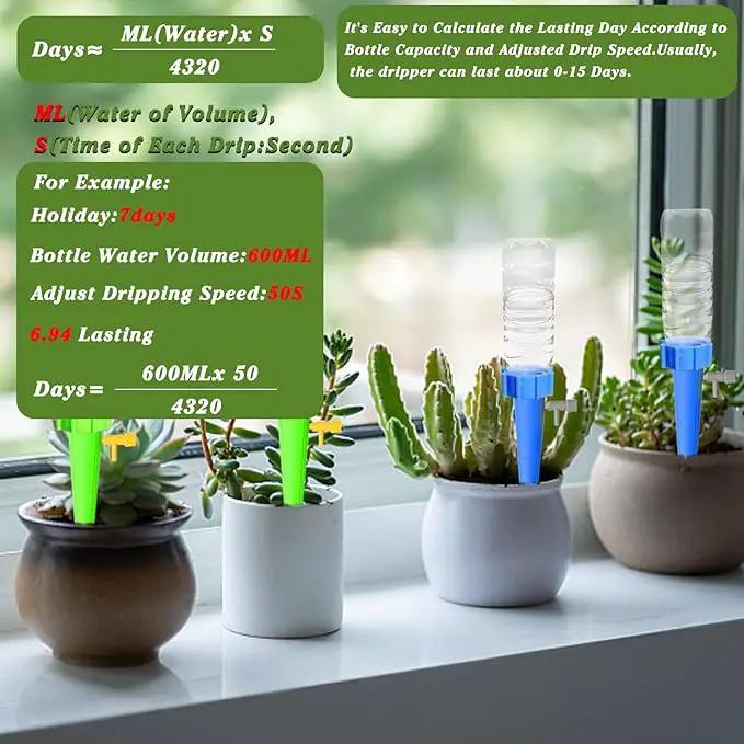 24PCS Self Watering Spikes for Plants, Self Watering Planter Insert with Adjustable Drip Valve, Auto Vacation Plant Watering Devices Plants Water System by GreenHaven Gardens