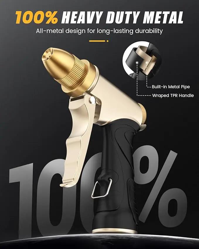 RAINPOINT Garden Hose Nozzle, Upgraded Heavy Duty Metal Spray Nozzle, High Pressure Water Nozzle with Adjustable Spray Patterns for Watering Plants, Car Washing, and Pet Showering by GreenHaven Gardens