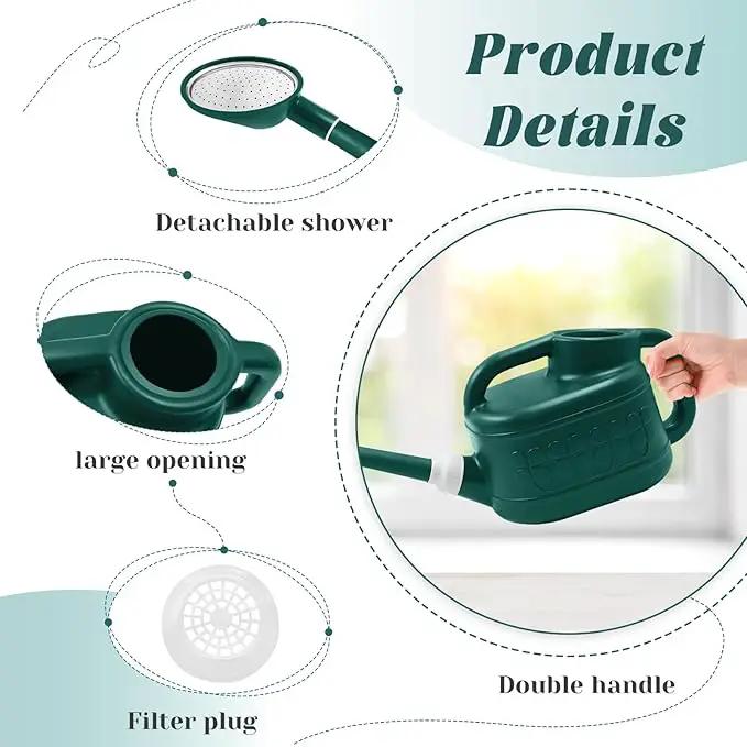 Watering Can for Indoor & Outdoor Plants, Plant Watering Can with Stainless Steel Shower Head, 1 Gallon Plastic Water Can for Garden, Flowers, Vegetable, Greenhouse (AlpineGreen) by GreenHaven Gardens