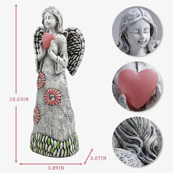 Solar Angel Statue - Garden Sculpture with Resin Decor for Patio, Lawn, Yard, Porch - Housewarming Gift, 10.03" by GreenHaven Gardens