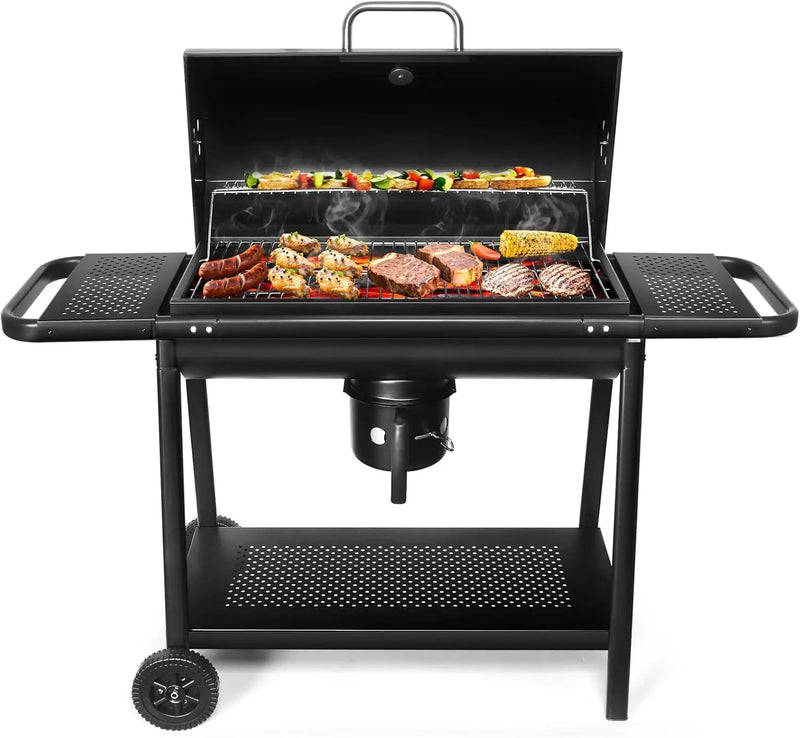 Realcook BBQ Barrel Charcoal Grill: Spacious Premium Outdoor Barbecue Grills with Side Tables - Perfect for Outdoor Cooking Backyard Grilling Patio Tailgating Camping Picnic and Party by GreenHaven Gardens