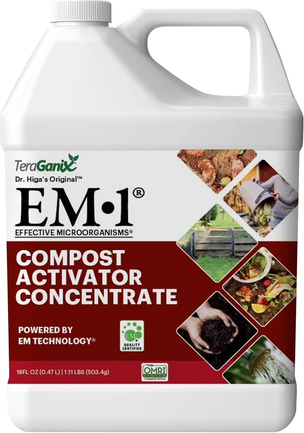 TeraGanix Compost Accelerator (1 Bottle = 11 Gallons), Reduce Odors, Liquid Compost Starter Concentrate, Reduce Composting Time, USDA Organic, 1 Pint (16 fl oz) by GreenHaven Gardens