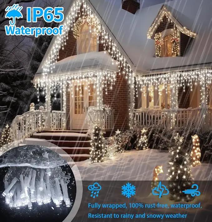 XZAI 800LED 50FT, Icicle String Lights, Plug-in, Cool White, Christmas Party Decors, Connectable, Memory, Remote, 8 Modes, Timer, Dimmable, IP65 Waterproof, Hanging Light for Outdoor & Indoor Use by GreenHaven Gardens
