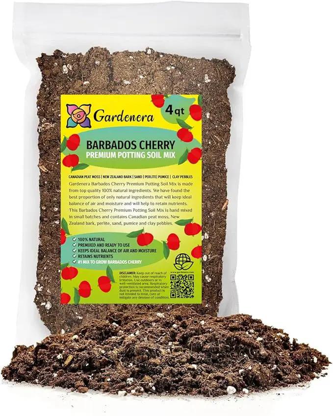 Barbados Cherry Potting Mix - Promote Strong Roots and Abundant Yields with Our Premium Blend - 4 Quart by GreenHaven Gardens
