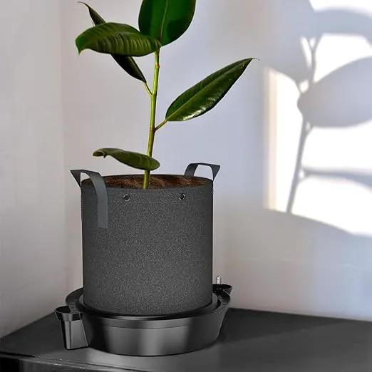 AC Infinity Self-Watering Fabric Pot Base XL, 4-Pack Auto-Irrigation Water Delivery System with Reservoir Meter, Extra Large Elevated Plant Saucers for Indoor Grow Tents, Greenhouses, Outdoor Gardens by GreenHaven Gardens